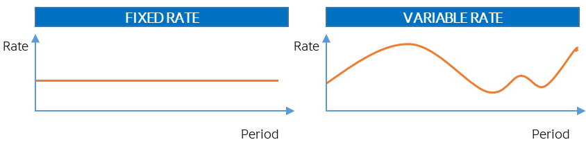 Chart is showing how fixed & variable rate change for a period.