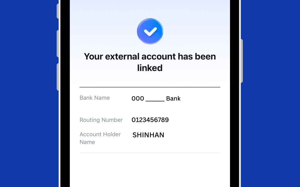 Image of completed external account verification process