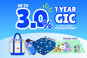 With 3.0% rate indicated along with images of tote bag, umbrella, blanket, picnic mat.