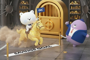 image with a SOL character riding the horse to finish line, while MOLI is cheering for SOL.