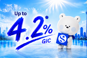 Image of character holding logo and GIC rate up to 4.2%